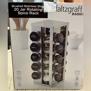 Pfaltzgraff Basics Brushed Stainless Steel Rotating Spice Rack new sealed